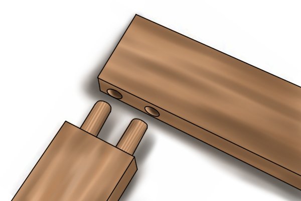 Illustration of an edge to edge joint using dowels