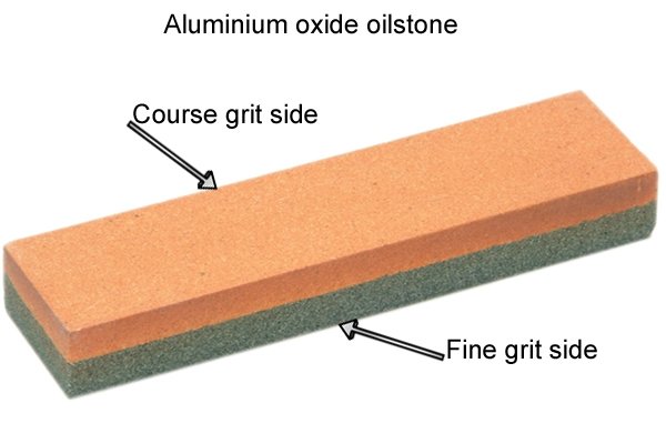 Aluminium oxide oilstone, course grit side, fine grit side