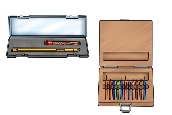 Engineer's scriber set and cases