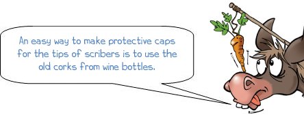 Wonkee Donkee how to make end caps for an engineers scriber, An easy way to make protective caps for the tips of scribers is to use the old corks from wine bottles, or a bit of polystyrene.