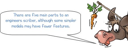 Wonkee Donkee parts of an engineers scriber, There are five main parts to an engineers scriber, although some simpler models may have fewer features. 