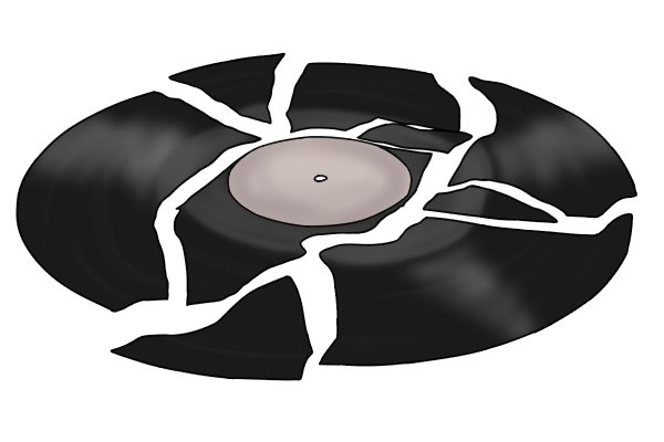 Shattered brittle vinyl record