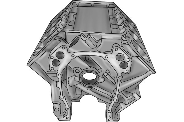 Mating surface at the top of an engine cylinder block