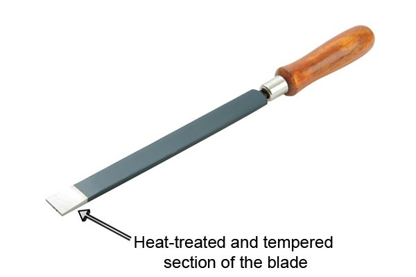 Heat treated and tempered section of the blade