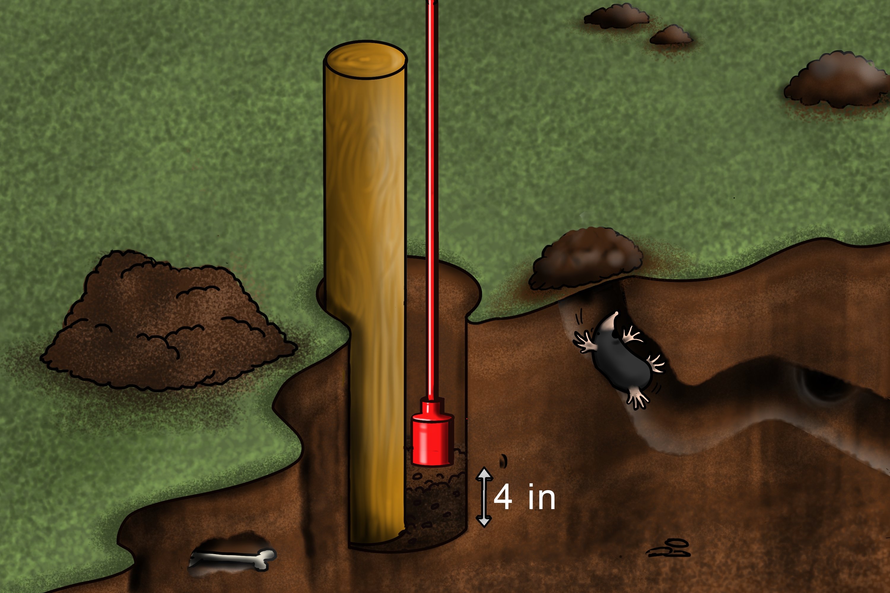 tamping layer of soil in fence post hole 3-4 inches of soil