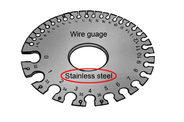 Stainless steel wire gauge for measuring wire diameter and sheet thicknesses
