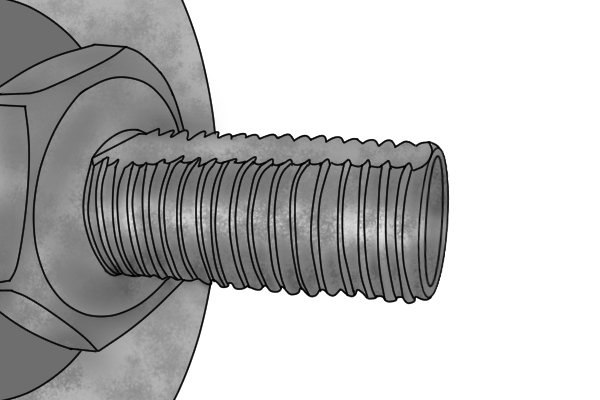 A screw with damaged thread that will have to be repaired with a knife file