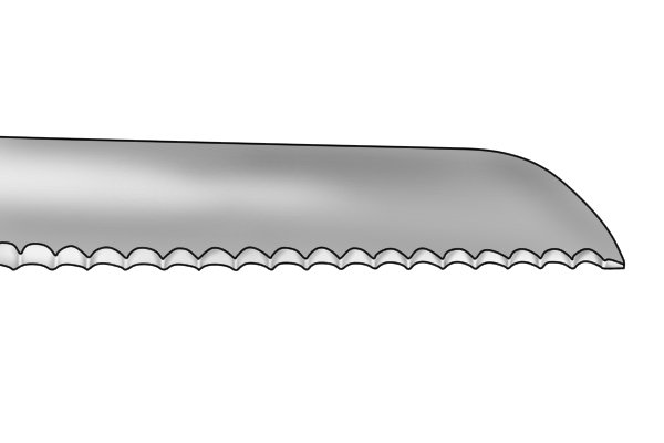 A serrated knife, best sharpened by a chequering file