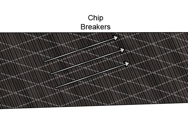 Diagram to show where the chip breakers are located on a millenicut file