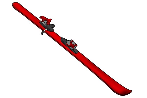 Image of a ski to illustrate an object that could be filed by a double cut flexible file or a flexible rasp