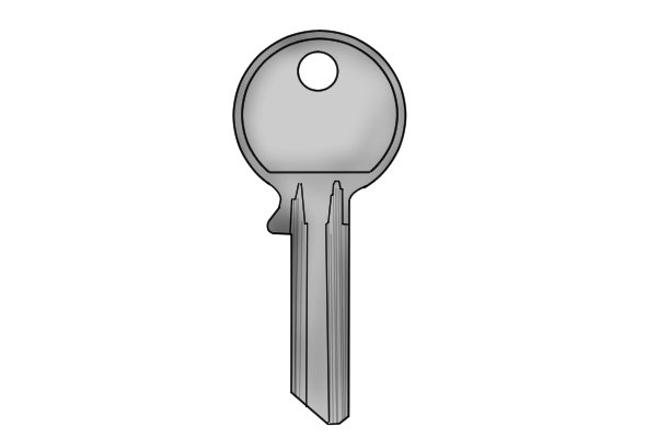 A key blank which can be turned into a copy of a key with a pippin file