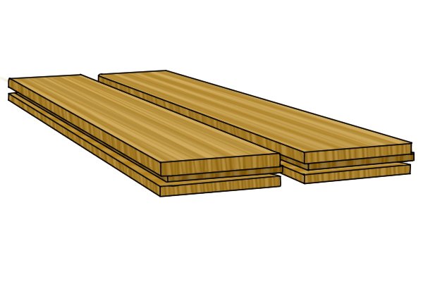 Image of tongue and groove floorboards with the groove facing the camera. The groove can be filed using a square edge joint file