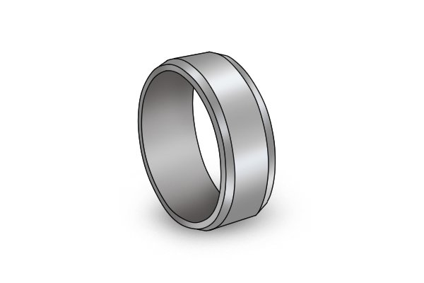 Image of a platinum ring with a bevelled edge