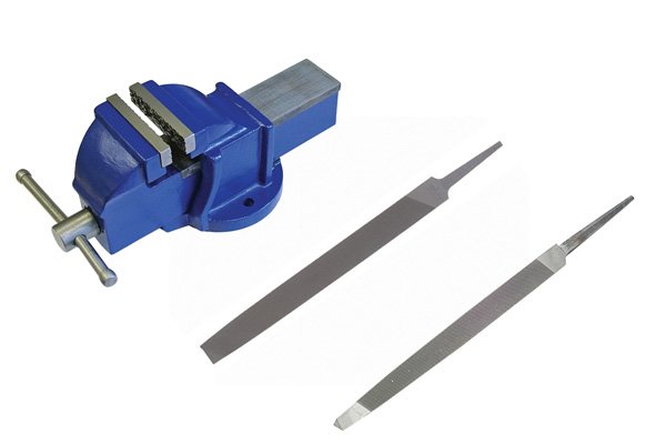 Image showing a vice, a mill file and a taper saw file