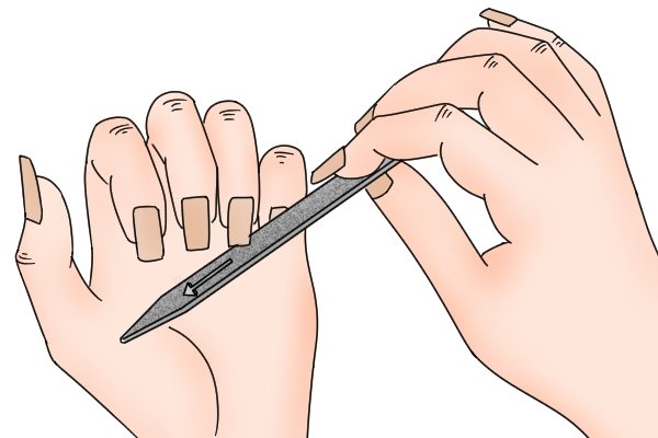 Image to illustrate the correct way to file nails