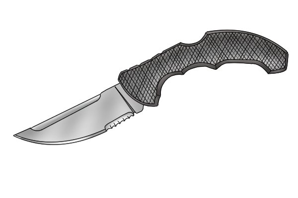 Image of a knife with serration that has been cut by a chequering file