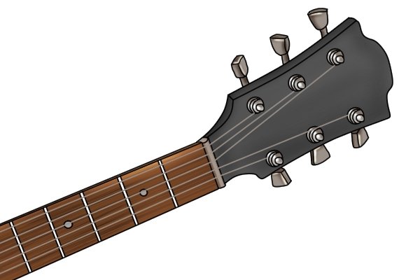 Image of a guitar with dirty frets that needs to be cleaned with a fret end dressing file