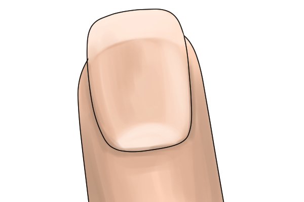 Image of a fingernail which measures 2.5 on the Moh's scale
