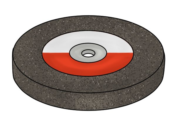 Image of a replacement grinding wheel, which can be attached to a grinder in place of one of the wheels with which it was initially delivered