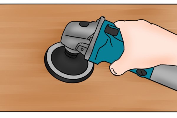 Image of a DIYer finishing a piece of wood using an angle grinder