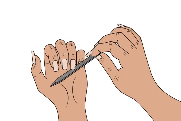 Image of a DIYer filing their nails after a hard day of working on their project