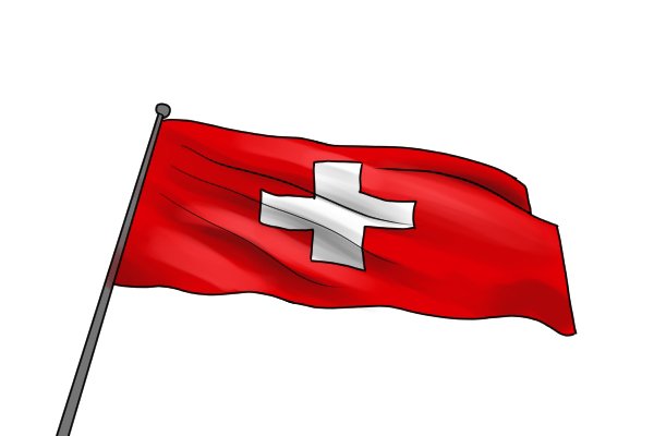 Flag of Switzerland - home of the Swiss pattern file invented by F. L. Grobet in the 19th Century