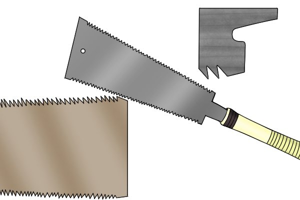 Ryoba saw with raised edges on either end of the blade.