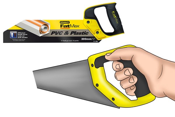 Plastic-cutting saws usually have what’s known as a ‘closed pistol grip handle’. 
