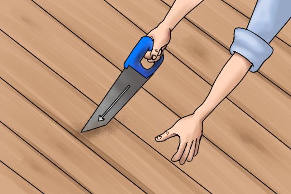 Floorboard saw cutting stroke