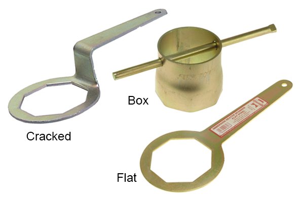 Image of a flat, cranked and box immersion heater spanner