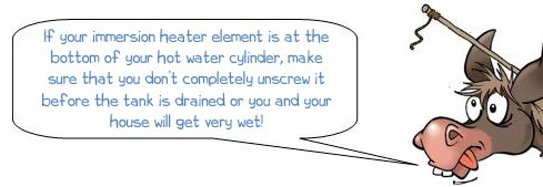 Wonkee Donkee warns against removing the immersion heater element without draining the tank