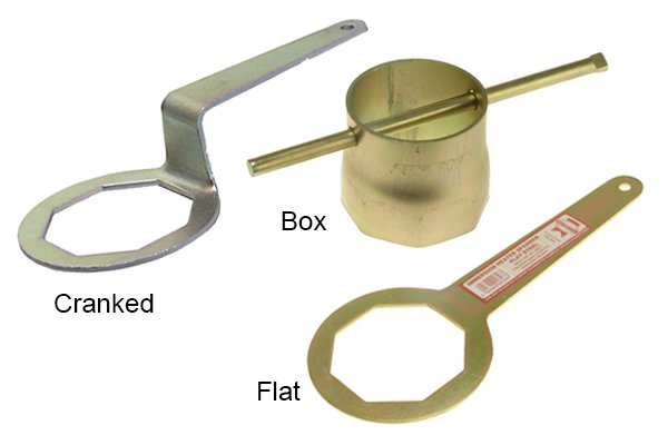 Image of different types of immersion heater spanner