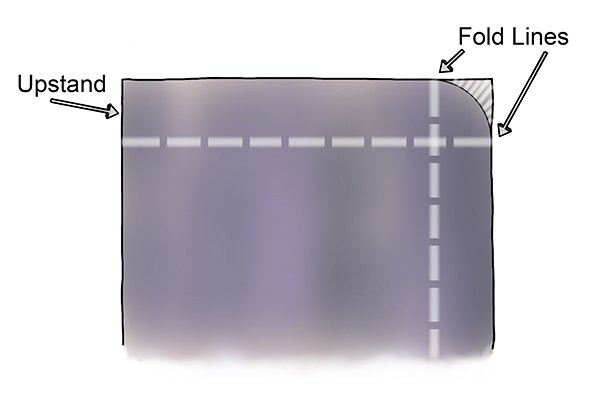 Layout for flashing upstand