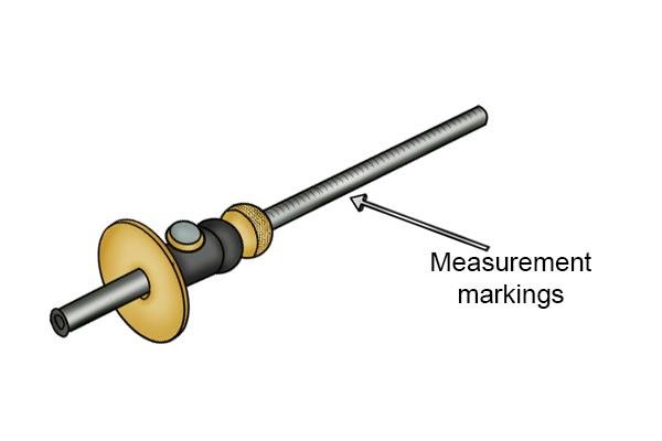 Parts of a Wheel gauge; measurement markings