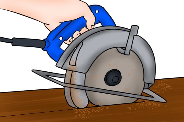 Power saw, when used with a cutting gauge line produces very little tear out