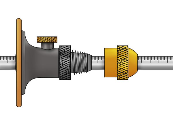 Unscrewed collet and nut of a micro-adjust wheel gauge