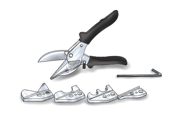 Some mitre shears have other jaws that can be fitted allowing it to cut different materials