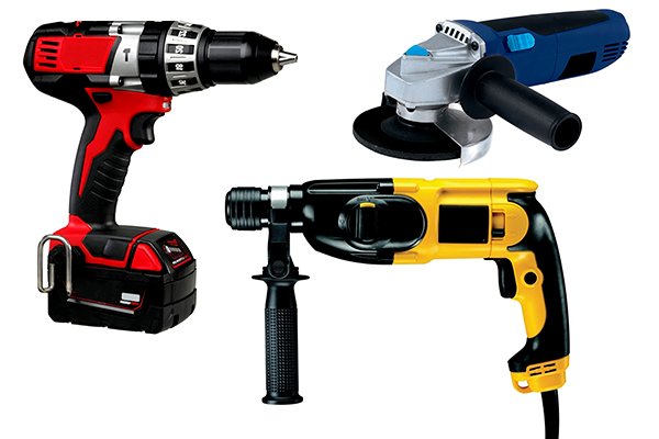 A mortar rake attaches to a variety of power tools - angle grinders, drills and SDS Plus Drills. All these power tools are supplied by either a mains electrical power supply or by a battery. 