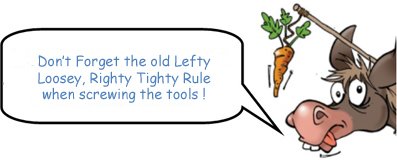 Don’t forget the old lefty loosey, righty tighty rule when screwing the tools !