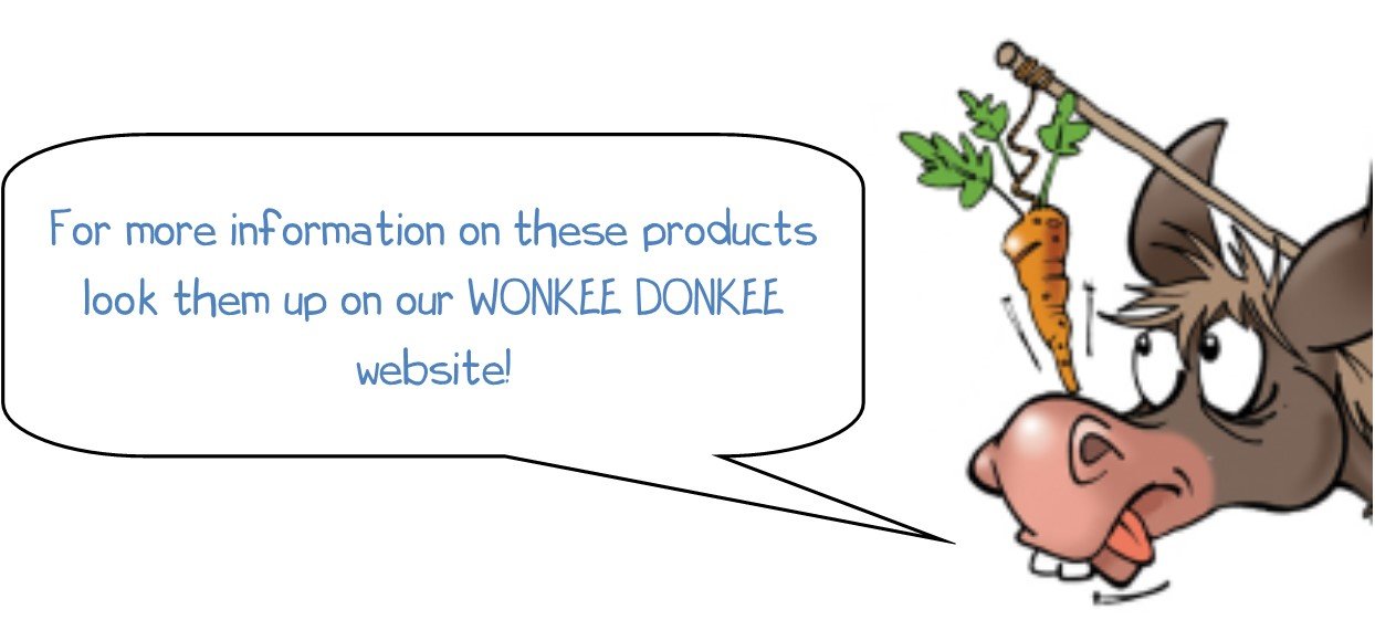 For more information on these products look them up on our WONKEE DONKEE website!