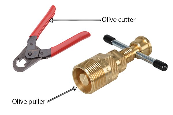Olive removers, olive cutter, olive puller, plumbing tool, copper pipes