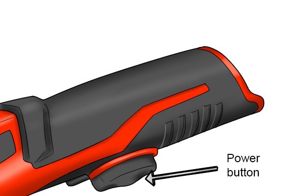 Power pipe cutter power button
