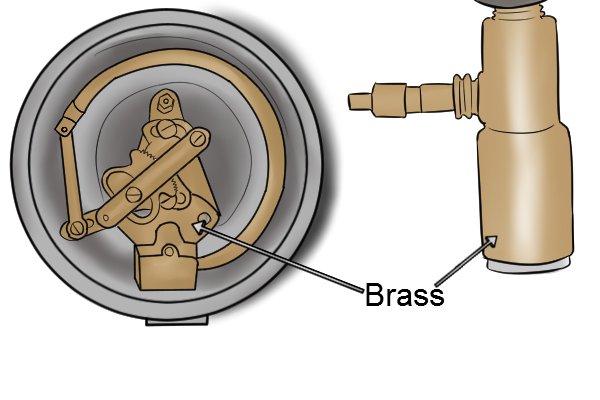 Brass is a low friction material so it does not create sparks. This is why it is often used to make the fittings, the components inside a gauge and connections. Brass is a malleable (it can be easily shaped) material, with a high strength and is resistant to tarnishing. 
