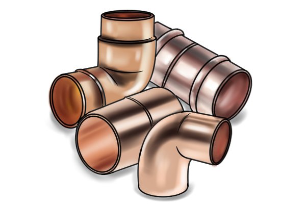 Two styles of fitting, solder ring fittings and end feed fittings ***google images