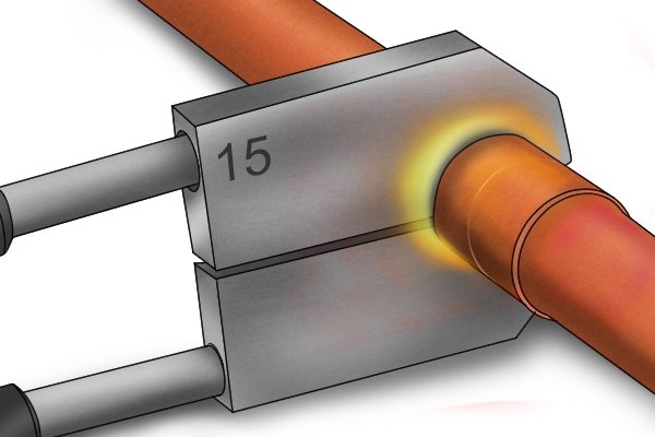 When heating the pipe work with the irons, make sure that the heads have a tight fitting contact with the pipe surface. 