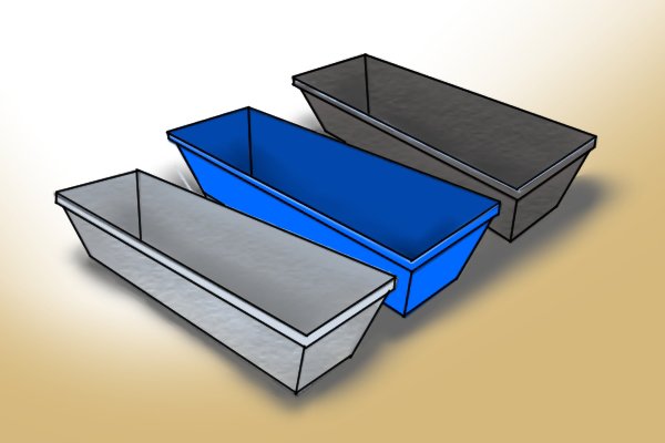 Plaster pans come in plastic or different types of steel.