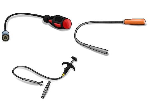Different sized bendable pick up tools