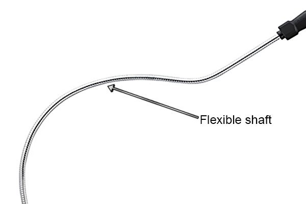 Flexible pick up tool shaft