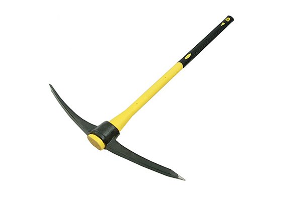 Pickaxe with hickory wooden handle