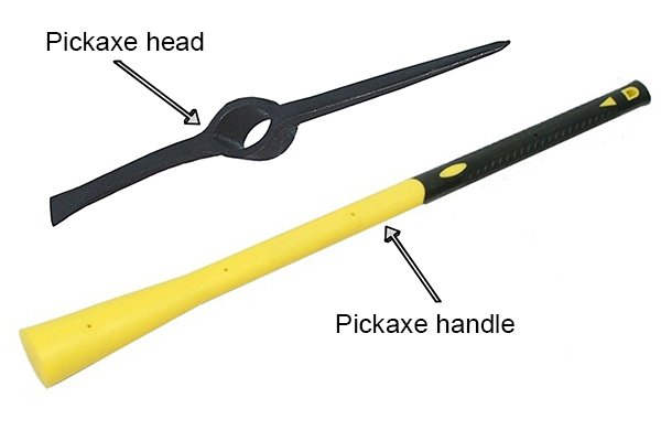 Pickaxe handle and head